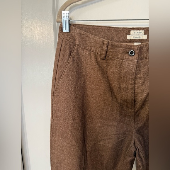L.L. Bean Women’s Brown Classic Fit Herringbone Dress Pants - Size 10 PET - Picture 3 of 9